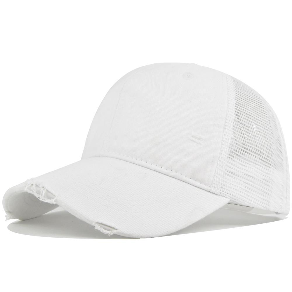 Distressed washed baseball cap soft top duckbill retro mesh cap personalized couple's curved brim hat solid color sun hat