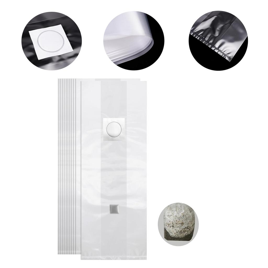 5pcs Mushroom Spawn Grow Bag W/Self-Healing Injection Port Filter Patch Autoclaving Substrate Mushroom Spawn Bag