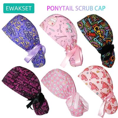 Unisex Ob-gyn Anesthesia Dental Ponytail Surgical Scrub Caps Bouffant Nursing Hats With Long Hair Doctor Nurse Caps for Women Men