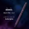 Rhodia Script Limited Edition Multi-Pen Aubergine 0.5mm Oil-Based Ballpoint Pen Black and Red 0.5mm Mechanical Pencil Aluminum Hairline Finish Rotary