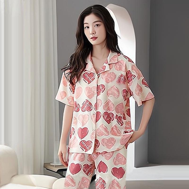 Cute Melody pajamas women's Japanese sweet cartoon style loungewear age-reducing girls cardigan short-sleeved set