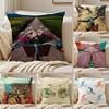 Illustration Style Of Bicycles Cushion Cover Pillowcase Antidustmite Invisible Zipper Short Plush Sofa Cushion