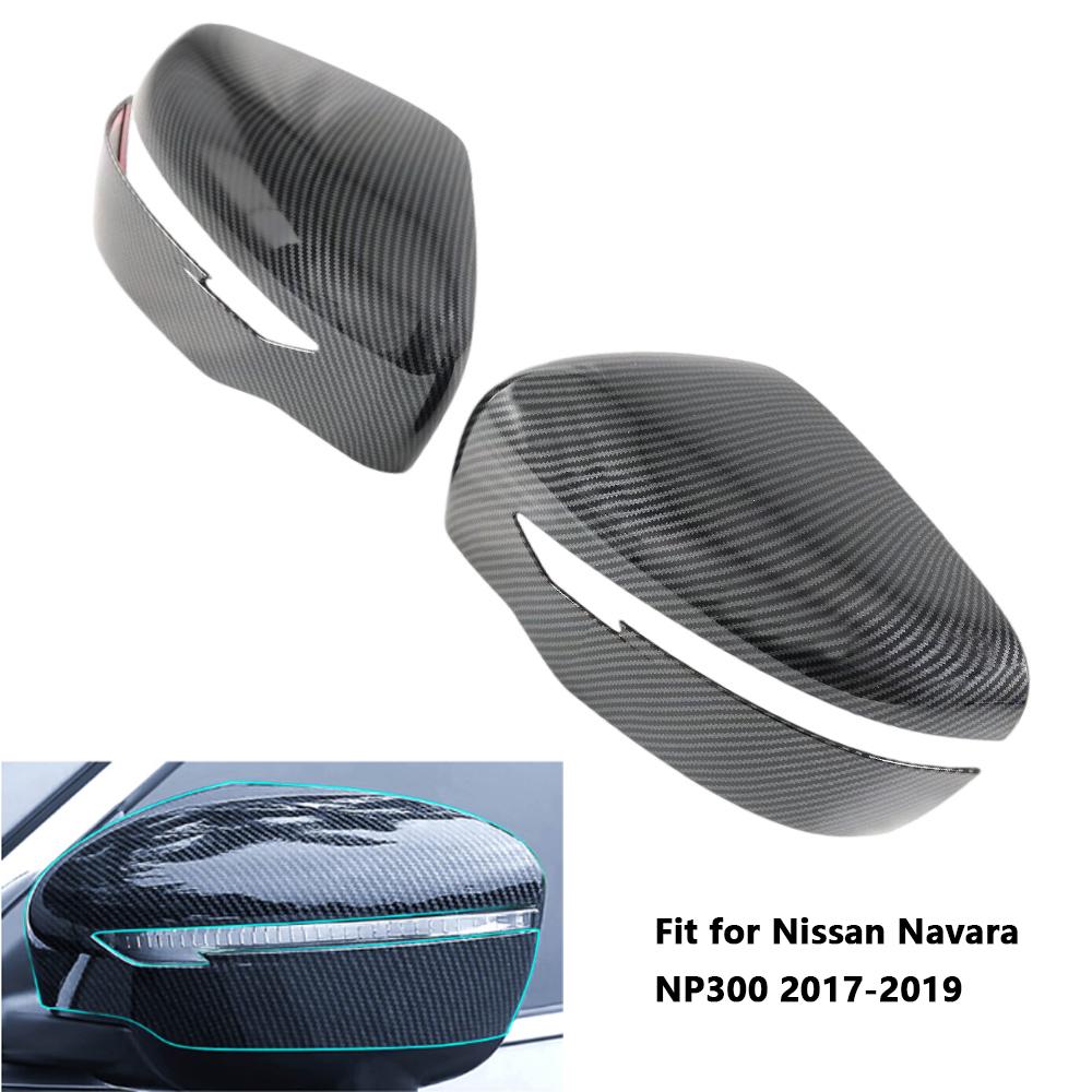 2Pcs Car Rear View Side Mirror Cover Trim Carbon Fiber/Chrome Left Right For Nissan Navara NP300 2017 2018 Accessories