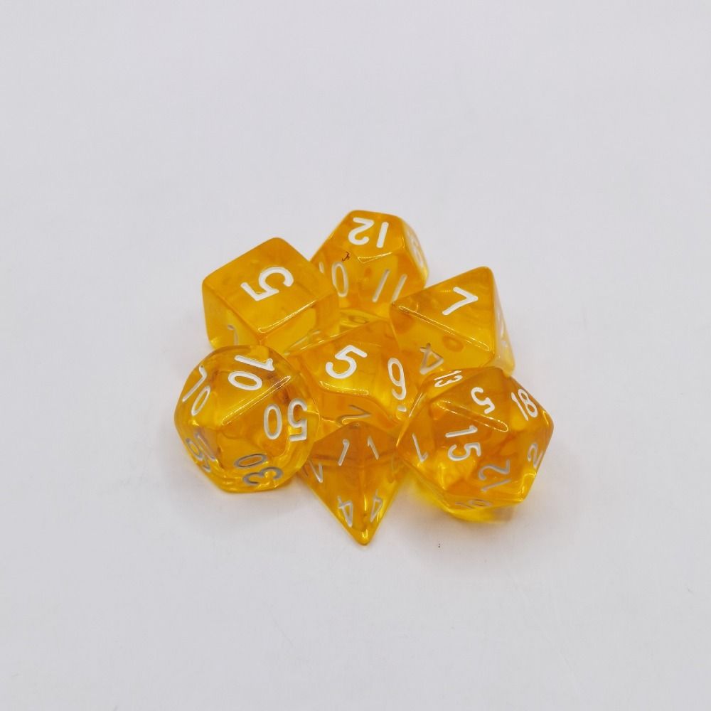 7-Die Transparent Digital Dice Set Acrylic Table Opaque Polyhedral Dices for DND Dice Tabletop Role-Playing Game Dice