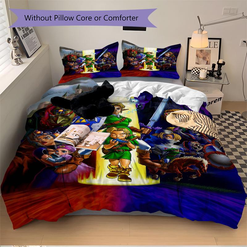 3Pcs Heroic Adventure Light Vs Darkness Bedding Set Soft Fabric Duvet Cover Pillowcases Home Christmas Xmas Halloween Gift 1 Duvet Cover 2 Pillowcase