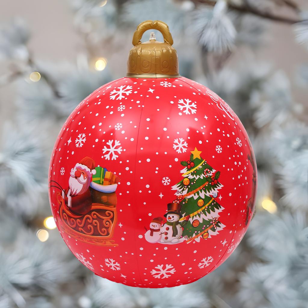 60cm Outdoor Christmas Inflatable Decorated Ball PVC Giant Big Large Balls Xmas Tree Decorations Toy Ball Without Light
