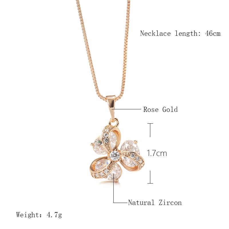 Kinel glänzende Kristall-Blumen-Zirkon-Halskette für Damen