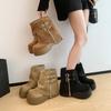[Fanfna] Muffin thick-soled big-headed pants boots for women's 2025 autumn new heightening fried street western short boots