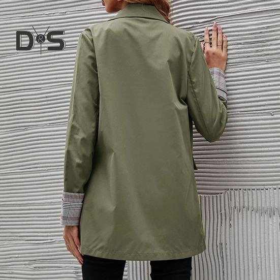 Dámský oblek Kabát Klopa Dlouhý rukáv Pruhované manžety Sako s klopovými kapsami Jednobarevné Volný střih Dvouřadé zapínání Business svrchní oděv