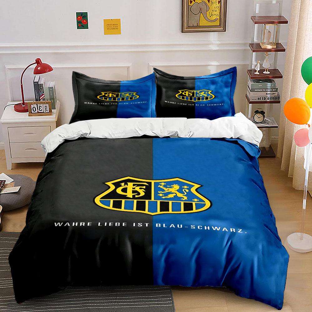 "Blue and Black Crest Emblem Design" Print Bedding Set Duvet Cover Pillowcases (1* Duvet Cover 2* Pillowcases Do Not Include Comforter)