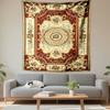 Vintage Wall Tapestry Burgundy Red Gold Aubusson Floral Medallion Woven Carpet Style Decor for Living Room Bedroom