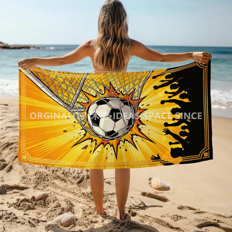 Soccer Goal Game Beach Towel Patterned Sunscreen And Windproof Suitable For Swimming Pool Camping Travel Blanket