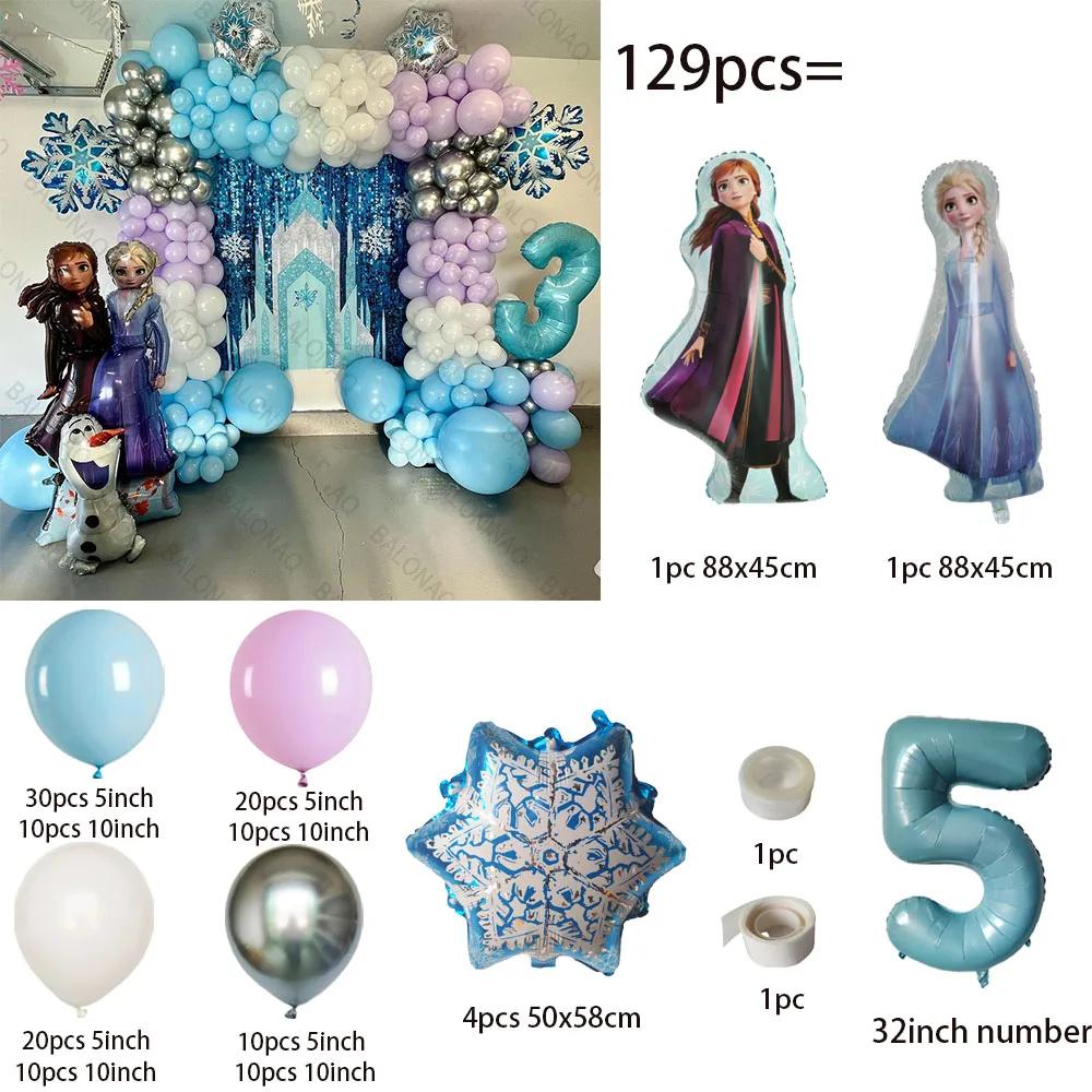 Pacchetto Arco Ghirlanda Palloncini Decorazione Principessa Frozen Palloncino Foil Numero Blu progettato per Celebrazione Data di Nascita Ragazze Bomboniere Decorazione