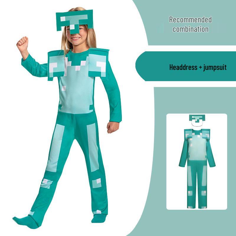 My World Minecraft Diamond Armor Cosplay Costume for Halloween