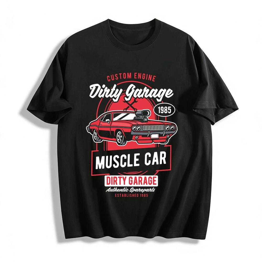 

Custom Engine Dirty Garage Retro Muscle Car Graphic Tee Pure cotton T-shirt XXS