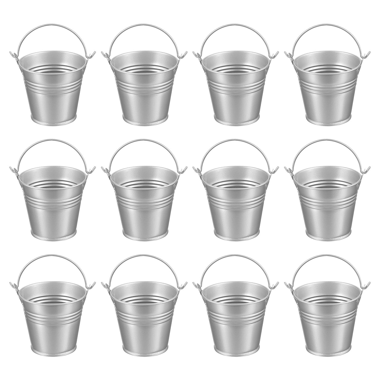 

PATIKIL x Маленькие металлические ведерки с набором из 12 мини-оцинкованных ведерок для вечеринки, серебристые, 2,7 , 2,3 , с ручками, для рукоделия, сувениров, украшений,
