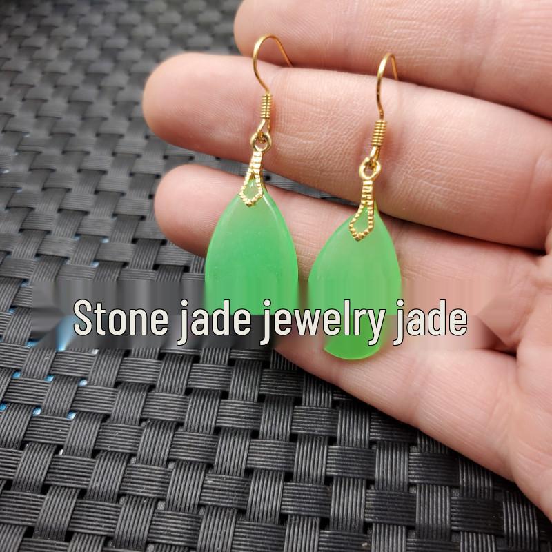 Grape Green Quartzite Water Drop Jade Earrings