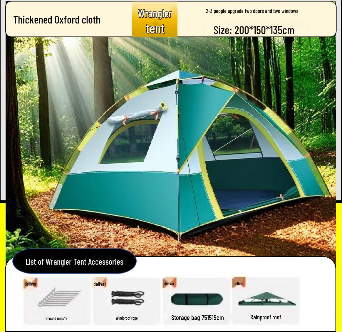 Thickened E18 Foldable Automatic Tent: Indoor/Outdoor, Rainproof, Portable Wilderness Camping Single Tent