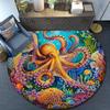 Krystalový sametový koberec 2D Plochý, 3D Kobercový kulatý koberec s potiskem chobotnice Podložka pod židli - Protiskluzový Polyester, Krystalový samet, Pod vodou