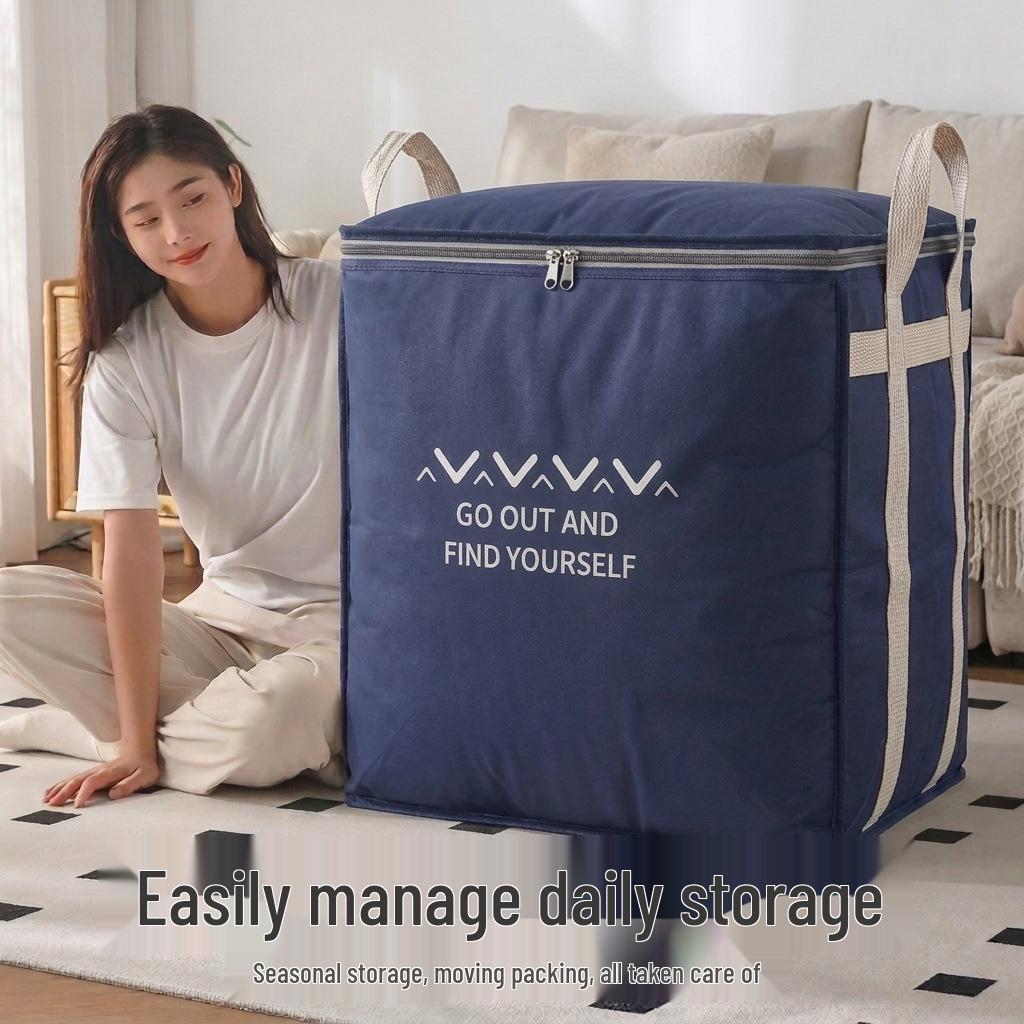 Foldable Non-Woven Clothes Organizer Box with Zipper - Striped Storage Basket for Wardrobe