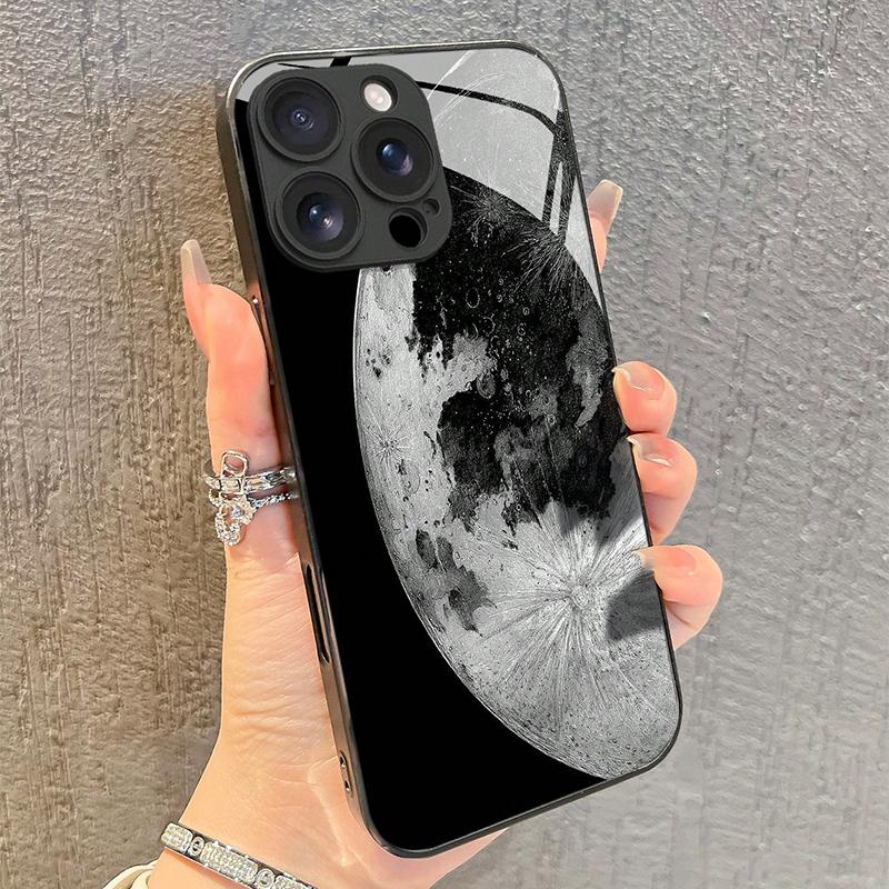 Universe Earth Pattern Tempered Glass Phone Case For iPhone 17 Pro Max 16 15 14 13 12 11 Pro 17Air 16E 7 8 Plus XR XS X Cover