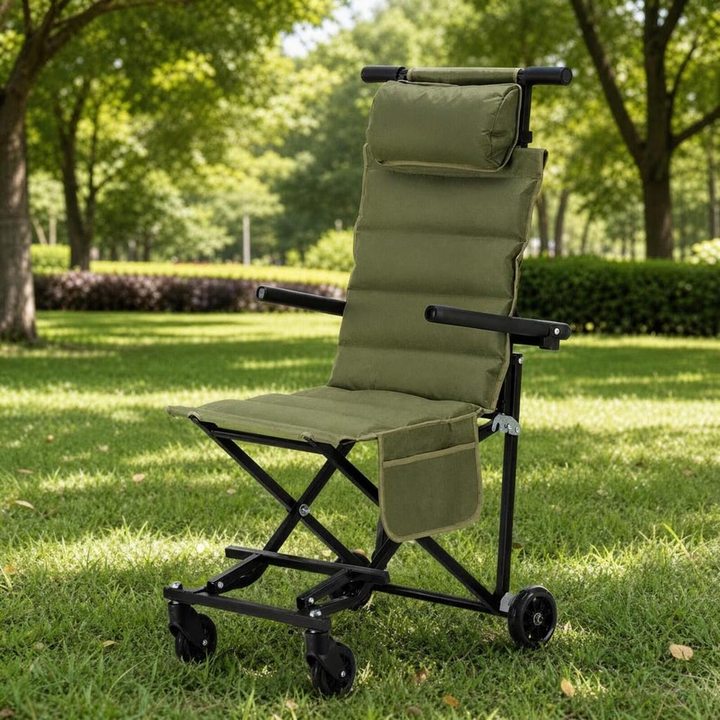 Foldable Outdoor Wheeled Chair Trolley Portable Reclining with