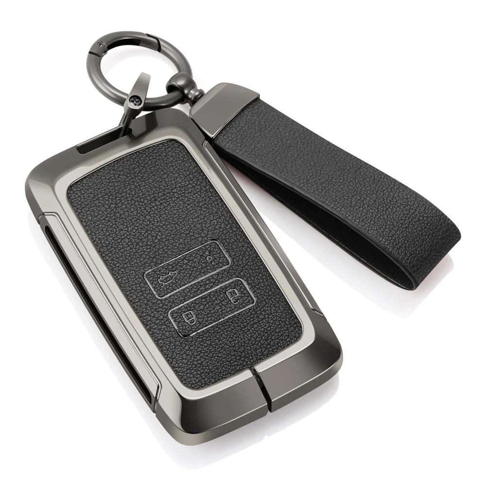 Custodia Cover Guscio in Lega di Zinco e Pelle per Chiave Auto Per Dacia Logan Sandero Duster Lodgy Spring Jogger Per Renault Koleos Captur Kadjar