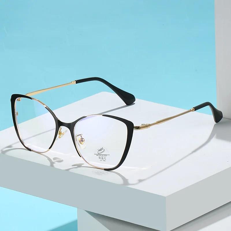Fashion Luxury Women Cat Eye Glasses Frame Brand Designer Anti-Blue Light Eyewear Optical Glasses Frames Clear Lens