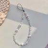KKBEAD Portable Cross-Body Pendant: Long Imitation Pearl & Crystal Mobile Phone Chain Lanyard.