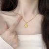 Luxury 24K 9999 Pure Gold real gold Ancient Hammer Star Pendant Women's Five-pointed Star Pendant Necklace