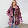 00 Leopard print fur imitation fur hooded autumn and winter loose women's coat coat