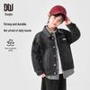 Boys' Faux Leather Collar Patchwork Denim Jacket