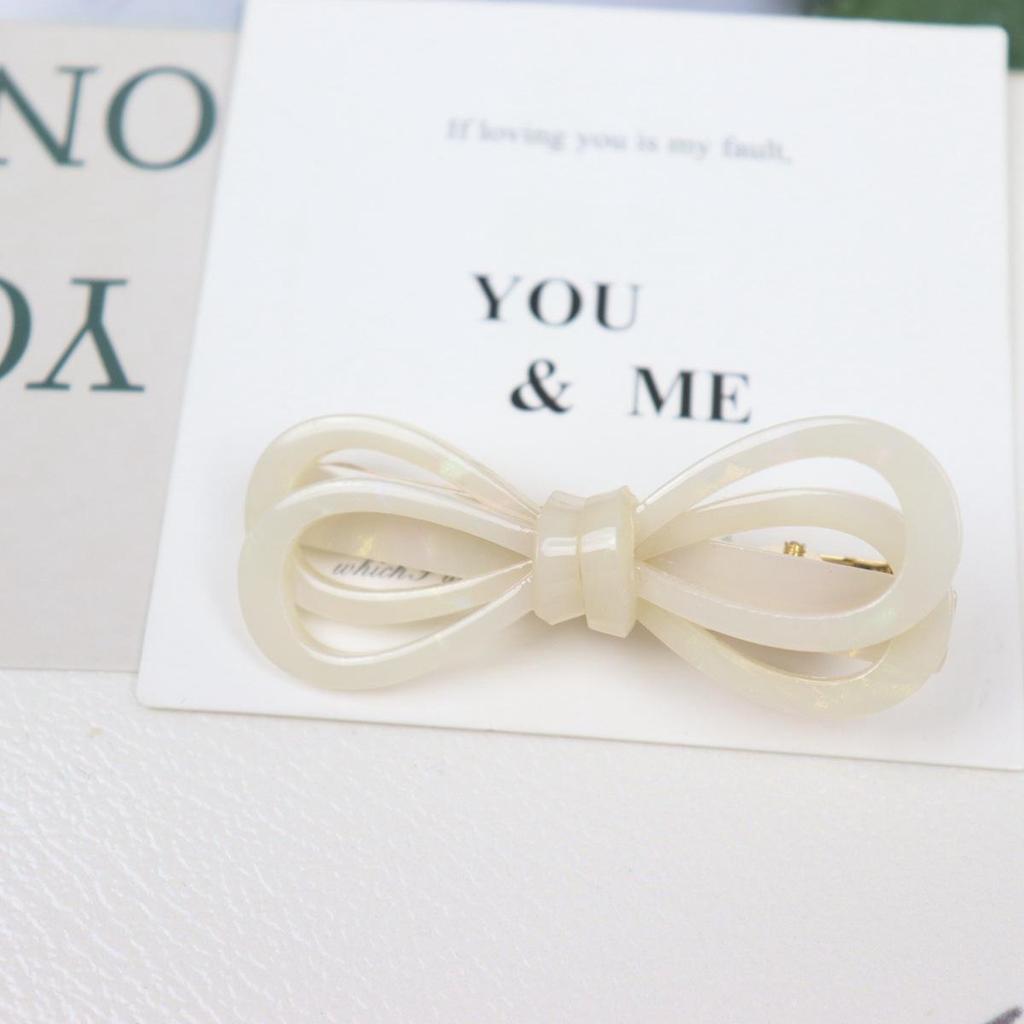 Korean Acetate Duckbill Bow Hair Clip - Sweet Hollow Out Style for Women's Bangs