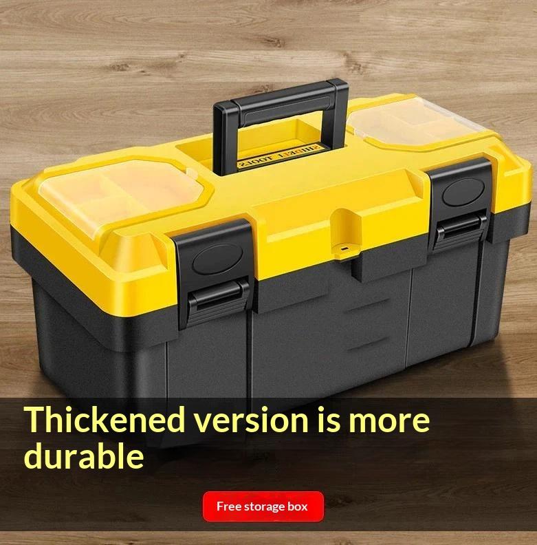 Heavy Duty Thickened Plastic Tool Box With Clear Compartments And Secure Latch Perfect For Home Garage Diy Repair Work