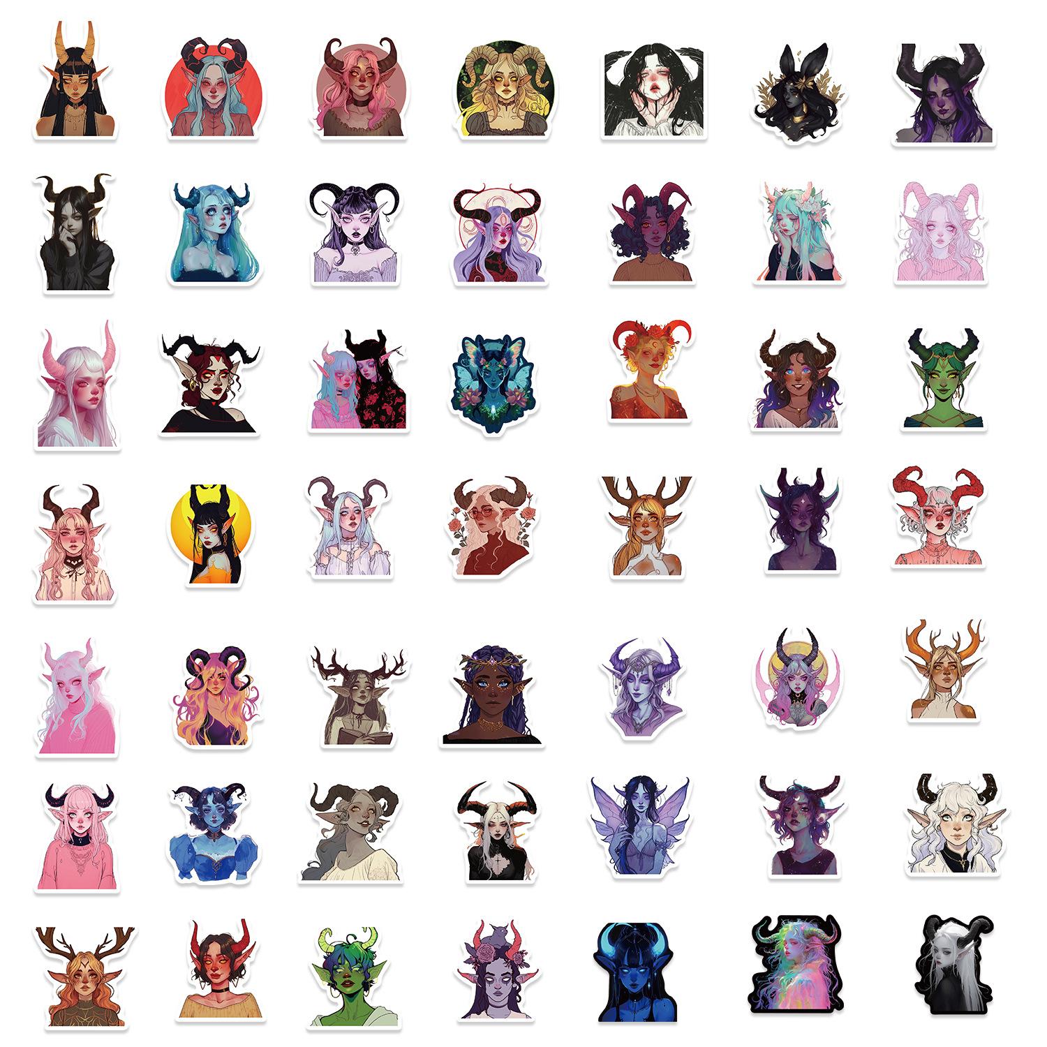 

50 Cartoon Witch Stickers DIY Decorative Guitar Notebook Suitcase DIY Waterproof Stickers