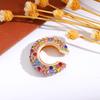Retro Fashion C-Shaped Bling Ear Clips with Colored Diamonds - Trendy No-Pierce Earrings