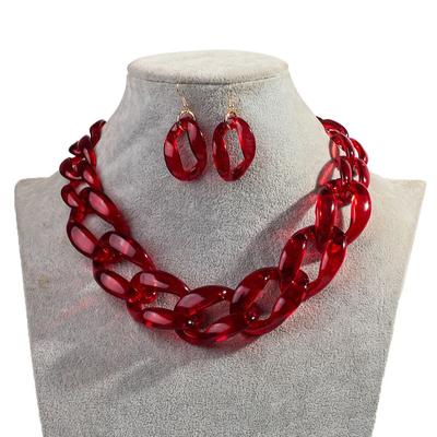 Trendiges Acryl Großes Klobiges Kettenglied Halsketten Set für Damen Herren Statement Bunter Harz Glied Ohrringe Choker Überzogene Schmuckstücke Geschenk