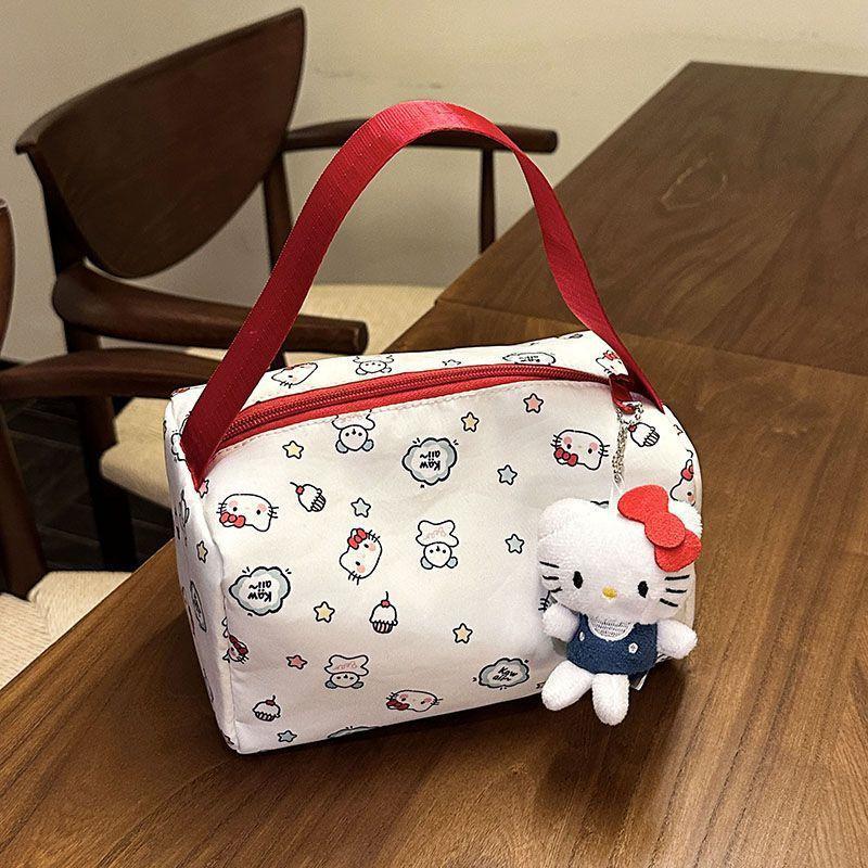 Kawaii Hellokitty Anime Cosmetic Bag Women'S Makeup Case Portable Toiletry Bag Large Capacity Handbags Travel Tote Gift For Girl