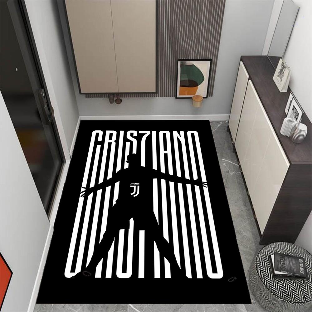 Ronaldo's Legendarische Nummer 7 Thema Anti-Slip Vloerkleden - Polyester Woondecoratie, Geschikt voor Slaapkamers, Woonkamers, Entrees, Studio's en Decoraties