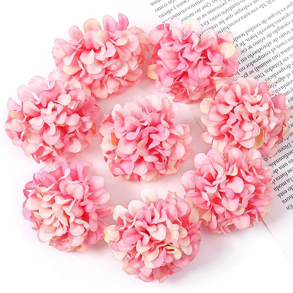 

50pcs Artificial Hydrangea Silk Flowers Heads Fake for Wedding Party Home Decor DIY Wreath Craft Floral Arrangement Accessories 50pcs (no vase) розовый