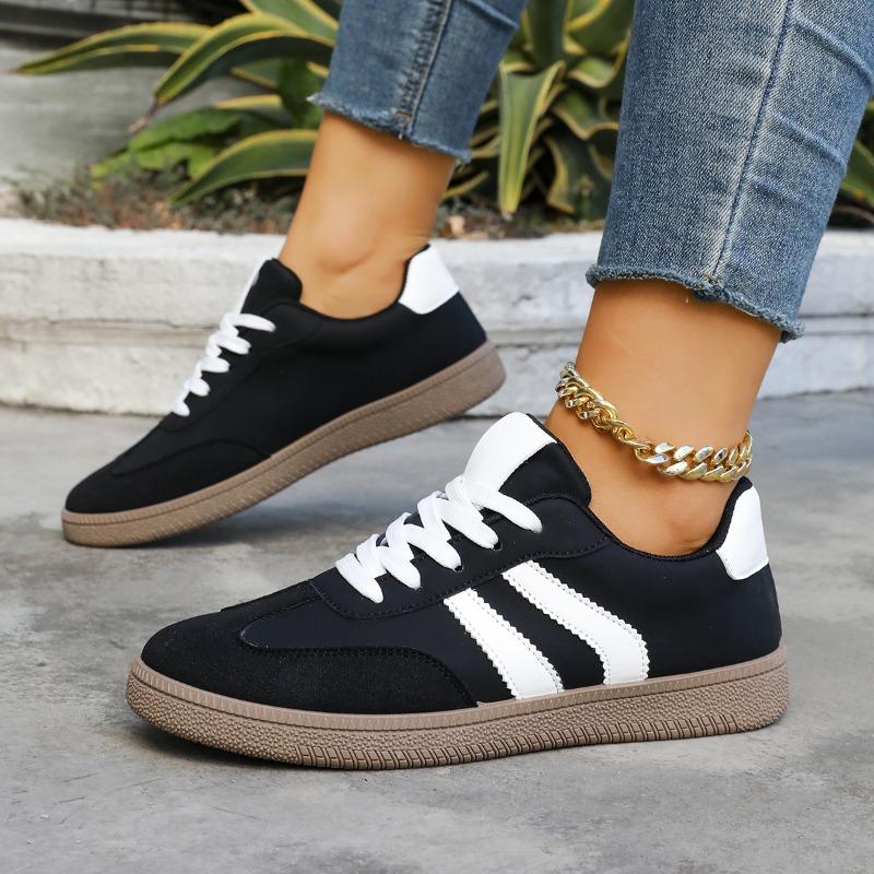 Damen Flache Vielseitige Retro Lässige Board Schuhe, Color-Blocked Trainingsstil.