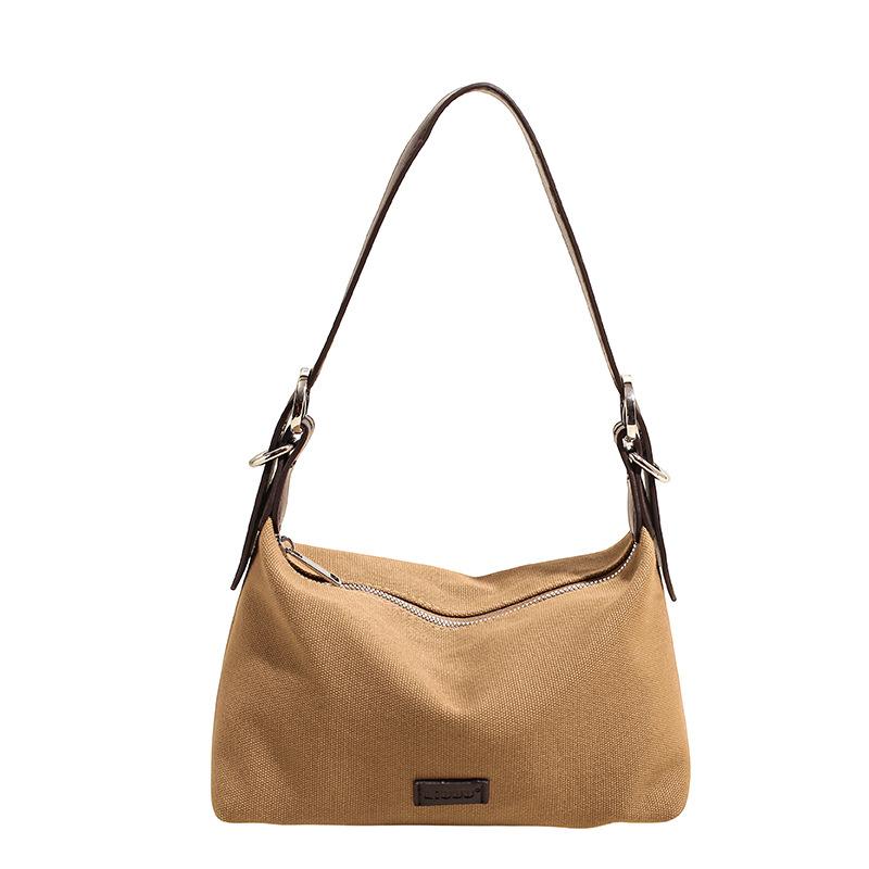 Premium Sense Niche Canvas Bag Women's Autumn and Winter Leisure Shoulder Messenger Bag Commuter Dumpling Bag