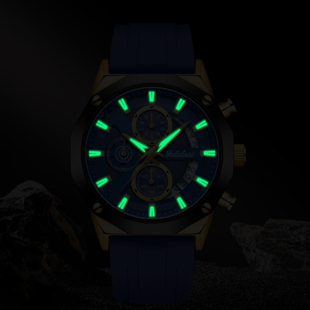 Multifunctional Quartz Men'S Watch Chronograph Silicone Strap Watch 913