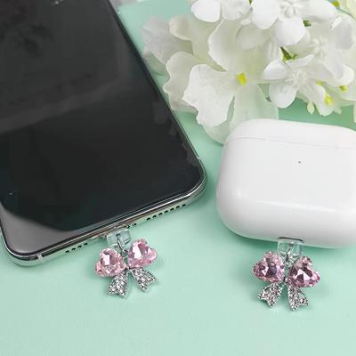 1 stuks Sprankelende Strass Vlinder Stofplug, Aluminiumlegering Anti-Stof Dop voor Type-C & iPhone Poorten