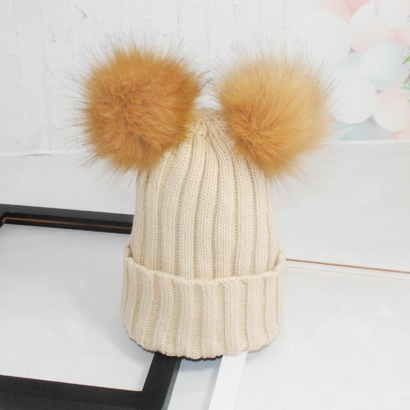 Crochet Wool Braided Knit Beanie Beret Ski Ball Cap Baggy Womens Winter Warm Hat Beige