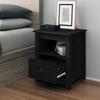 Day and Night - Day and Night Solid Black Pine Wood Nightstand 40x35x49 Cm