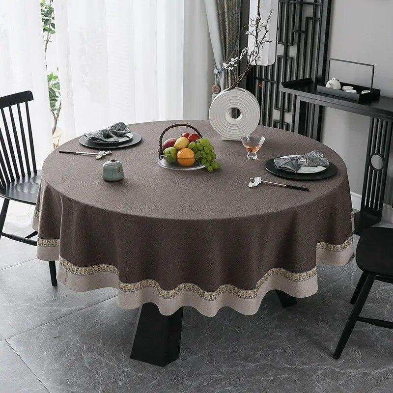 Cotton Linen Round Tablecloth Multi Color Lace Dining Table Cover Dustproof Tea Towel Wedding Home Decor Highend Desk Covers