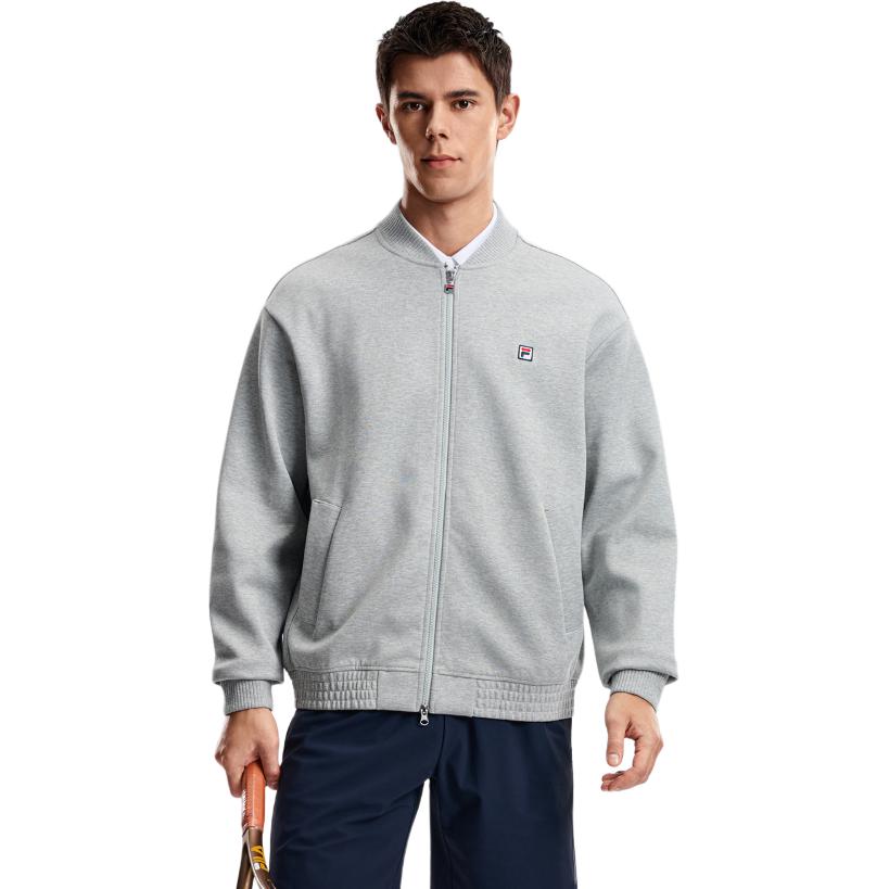 Fila Tennis Sports Minimalist Loose Fit Stand Collar Zip Knit Sweater Unisex Sweater A51U613501F-MG