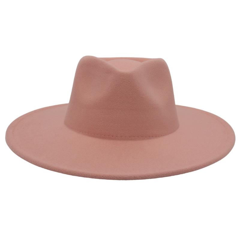 Big Brim Top Hat Women'S Coat With Hat Felt Hat Solid Color Cashmere Jazz Hat