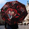 Love And Horror Doll Pattern Automatic Folding Umbrella - 8-Rib Travel Umbrella with Auto Open/Close & Portable Gifts for Holidays or Birthdays
